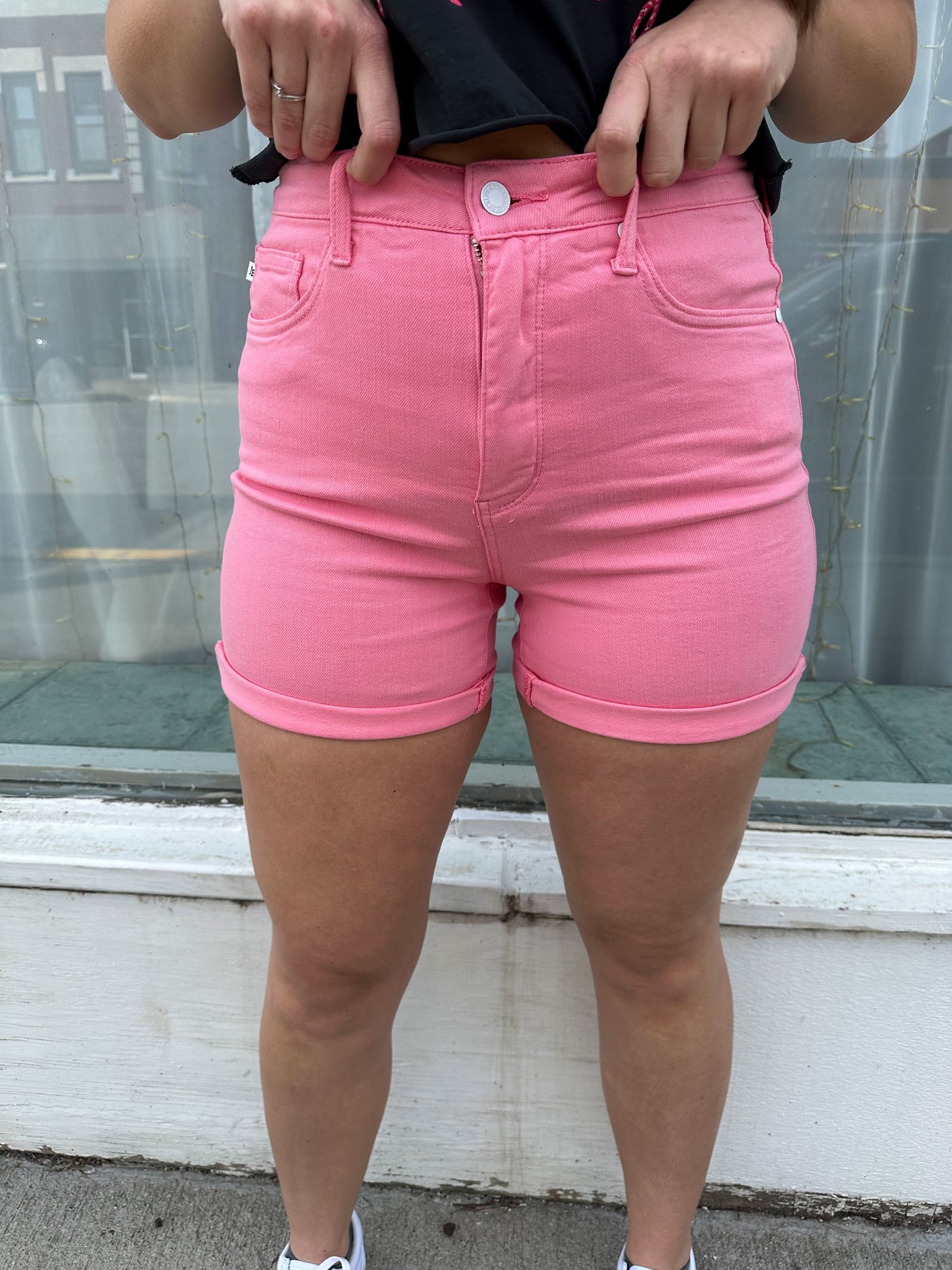 Judy Blue Hi Waist Tummy Control Shorts Pink