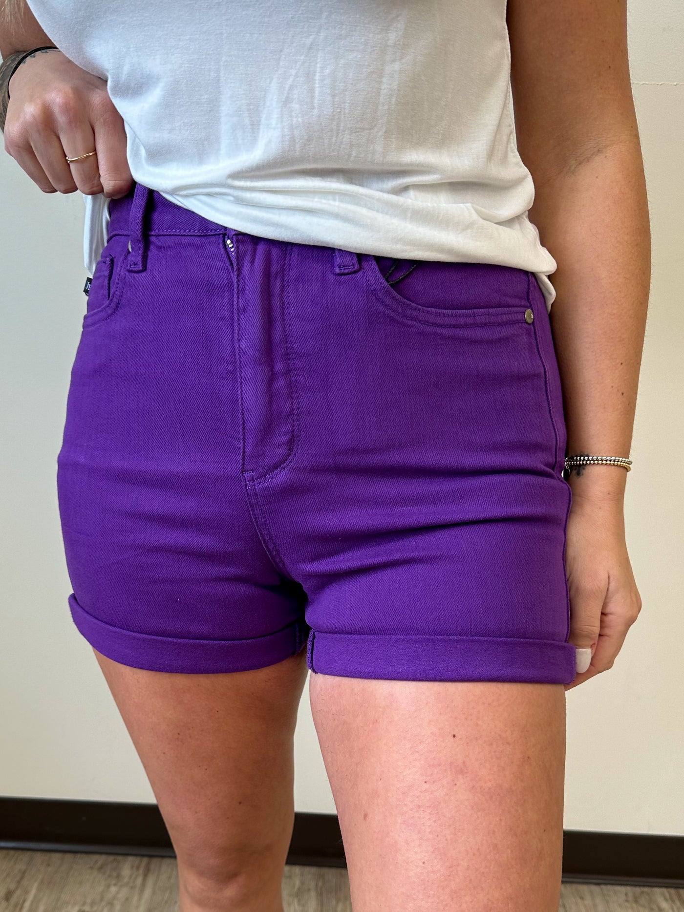 Judy Blue Hight Waist Tummy Control Shorts Purple