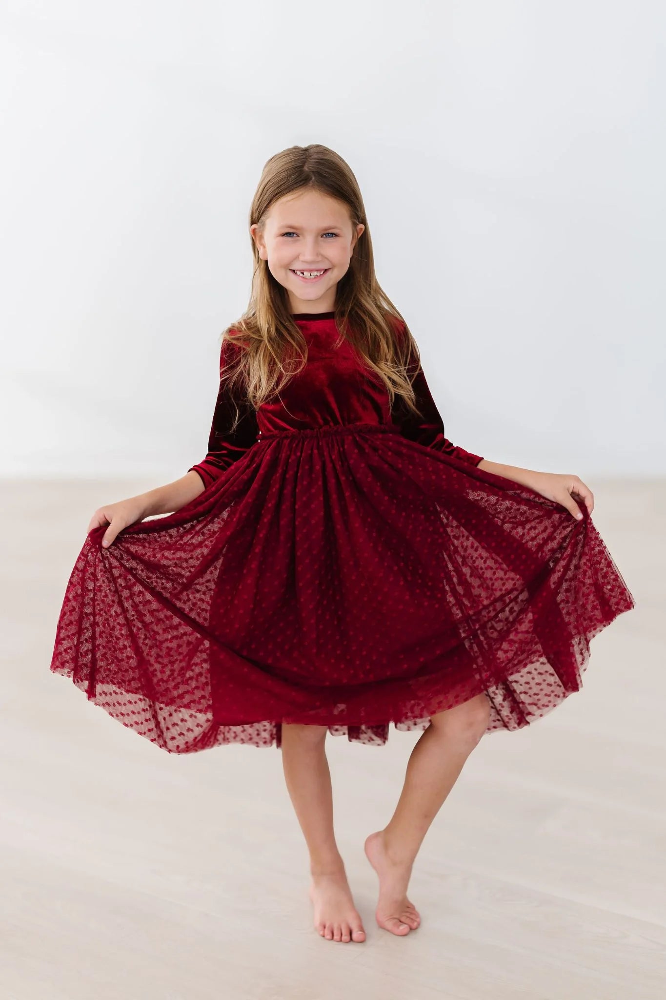 Girls Cranberry Velvet Tutu Dress