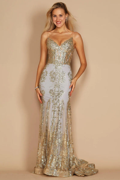 Gold Fitted Corset Prom Dress