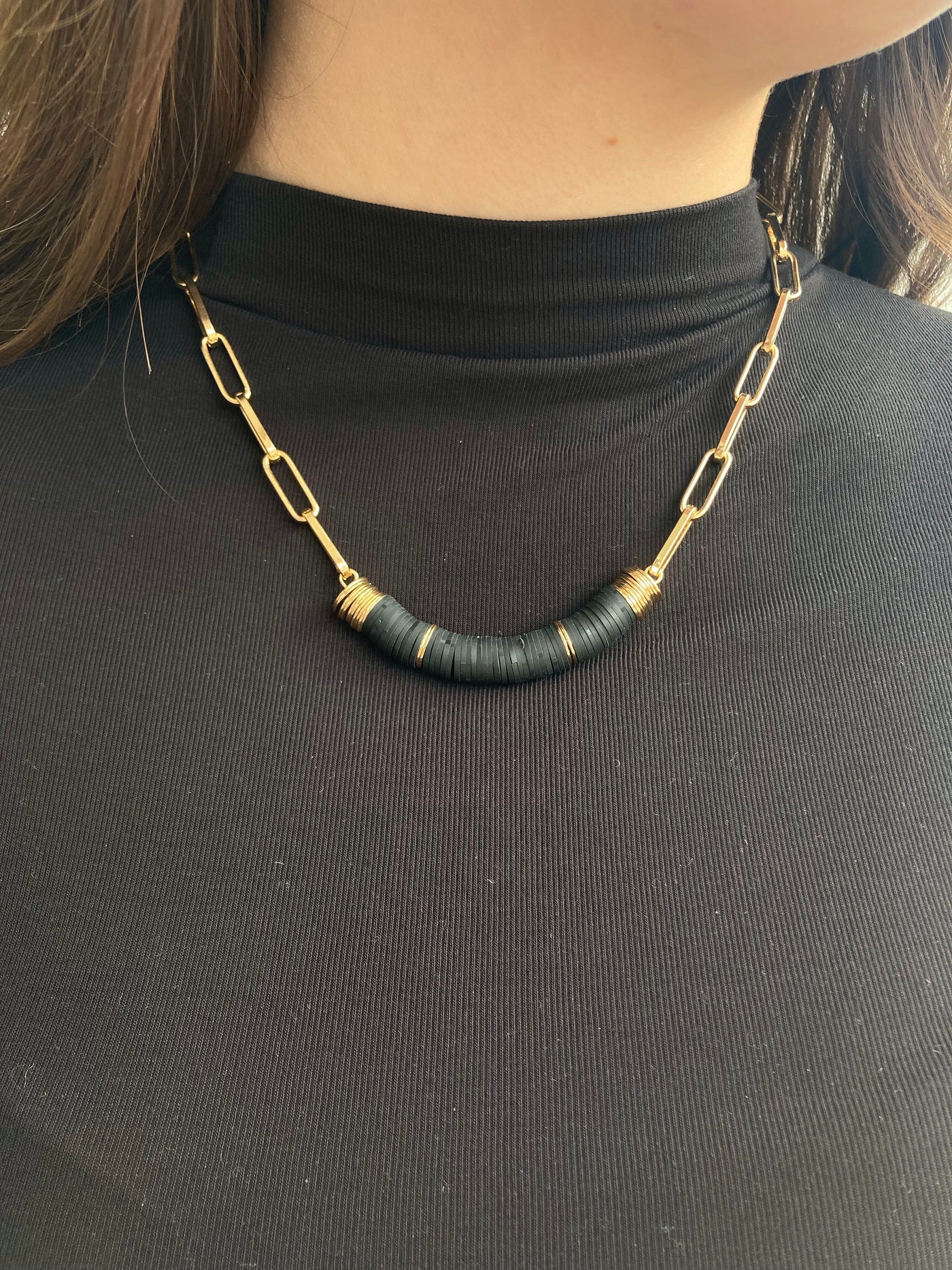 Black rubber statement necklace